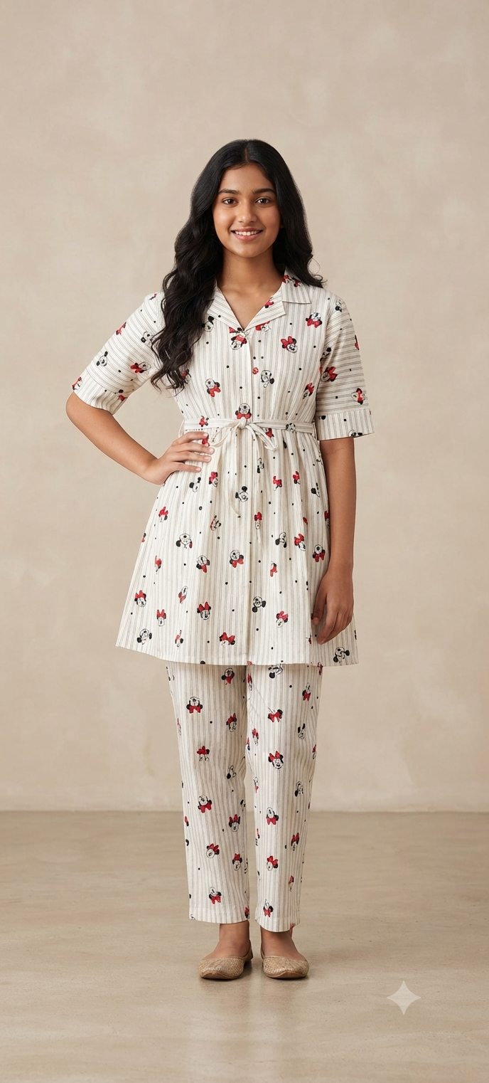 Playful Minnie Mouse Striped Peplum Co-Ord Set