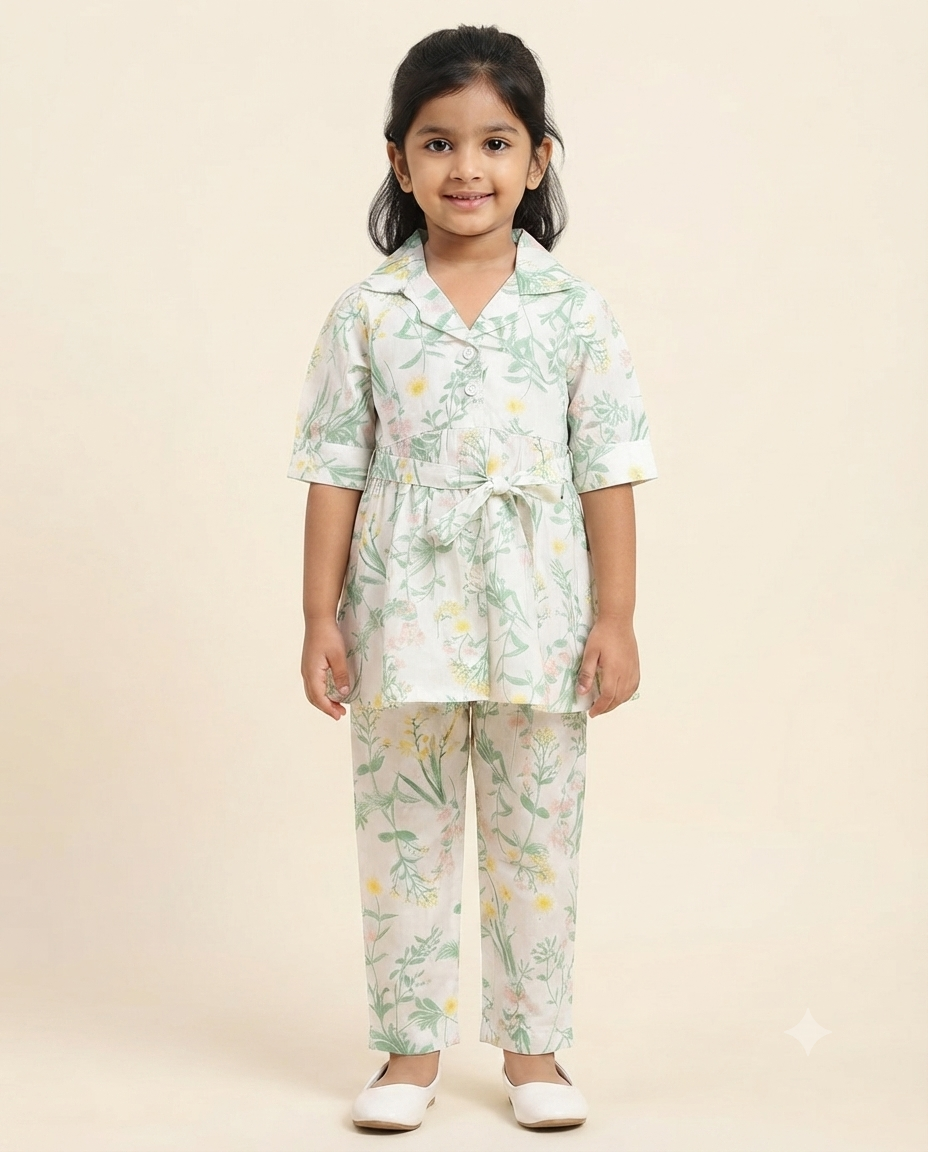 Springtime Botanical Floral Peplum Co-Ord Set