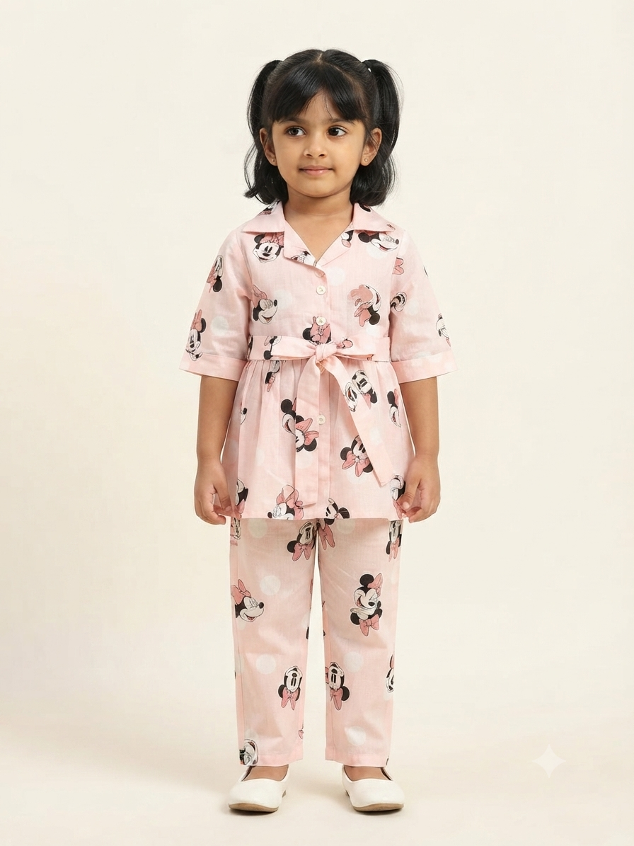 Sweet Pink Minnie Mouse & Polka Dot Peplum Co-Ord Set