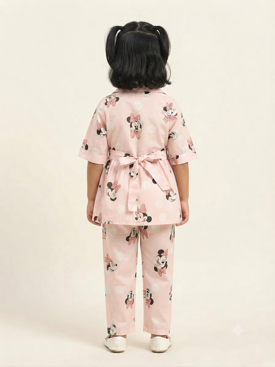 Sweet Pink Minnie Mouse & Polka Dot Peplum Co-Ord Set
