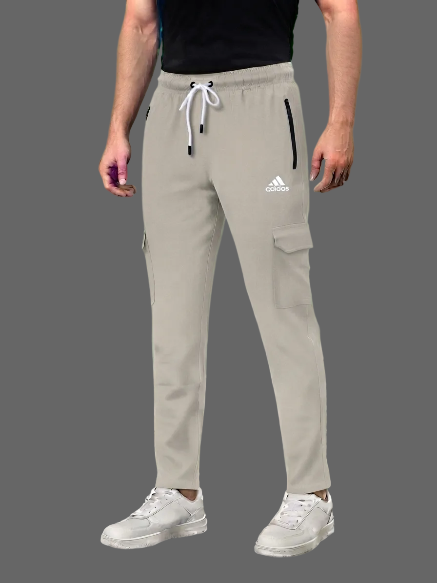 Aerotrack Men's Grey Cargo Track Pants with Zipper Pockets