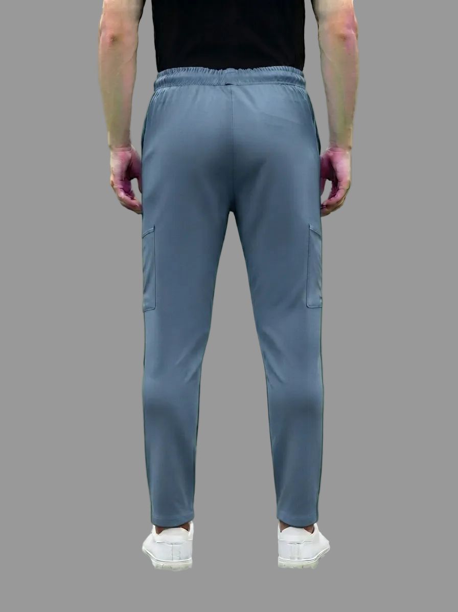 Aerotrack Men's Blue Cargo Track Pants with Zipper Pockets