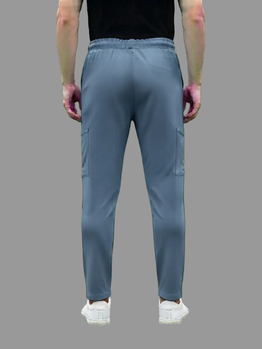 Aerotrack Men's Blue Cargo Track Pants with Zipper Pockets