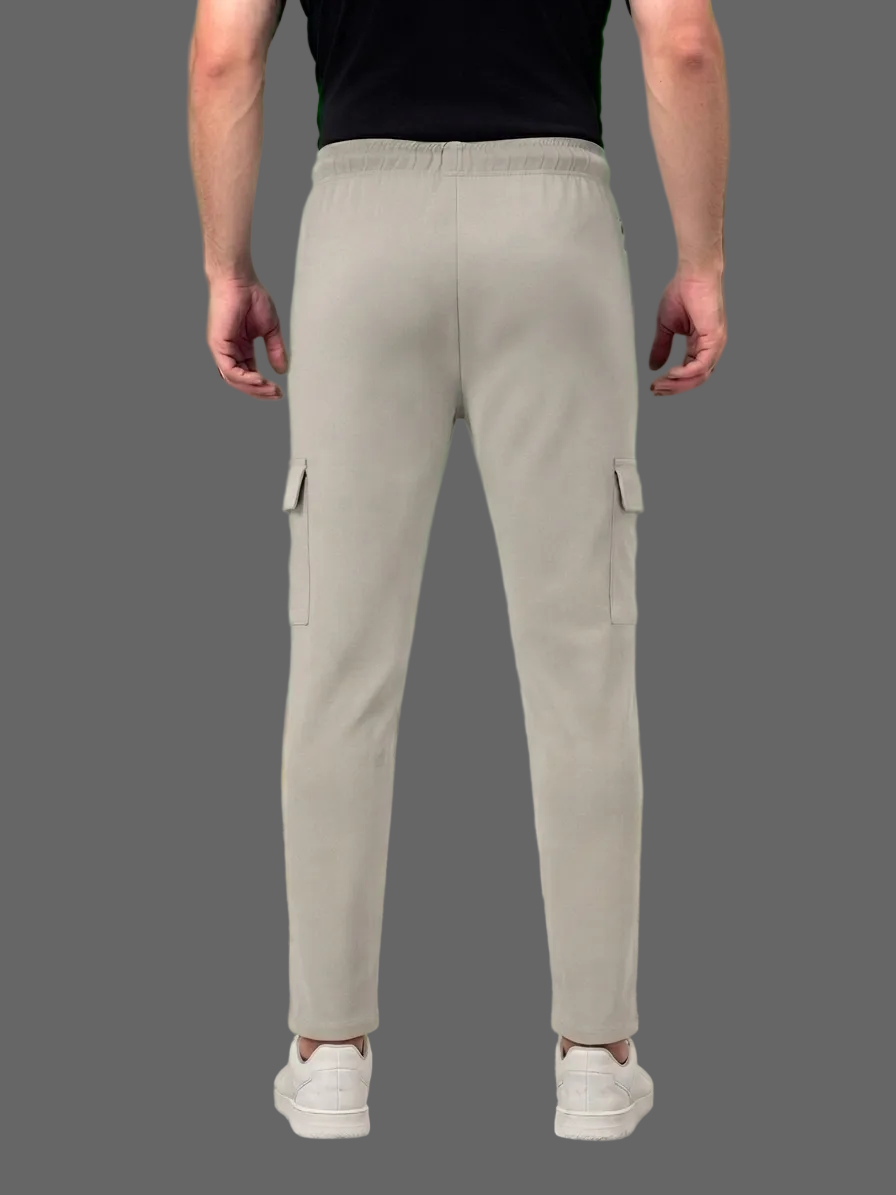 Aerotrack Men's Grey Cargo Track Pants with Zipper Pockets