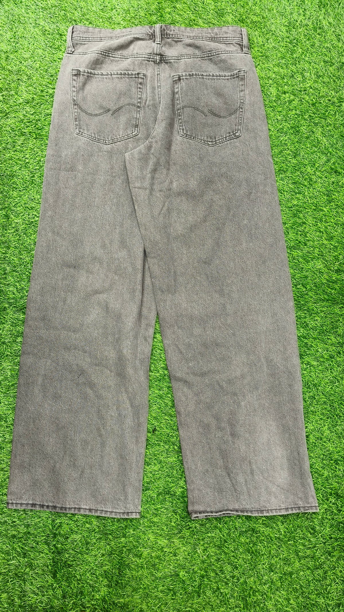 Jack & Jones Charcoal  Wash Baggy Fit Black Jeans With Button Fly