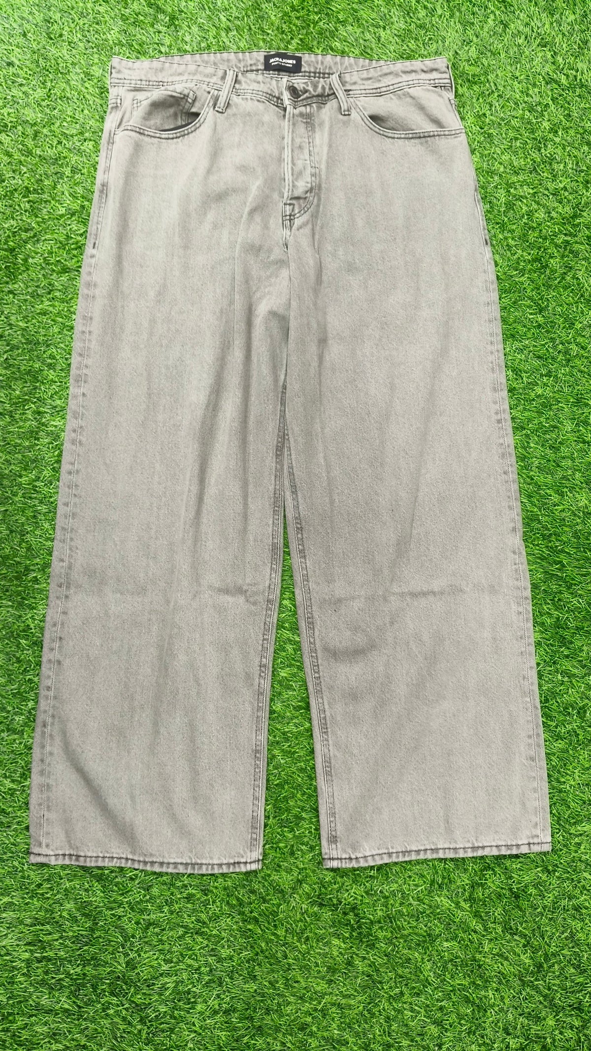 Grey Colour Jack & Jones Relaxed fit Baggy Jeans With Button Fly