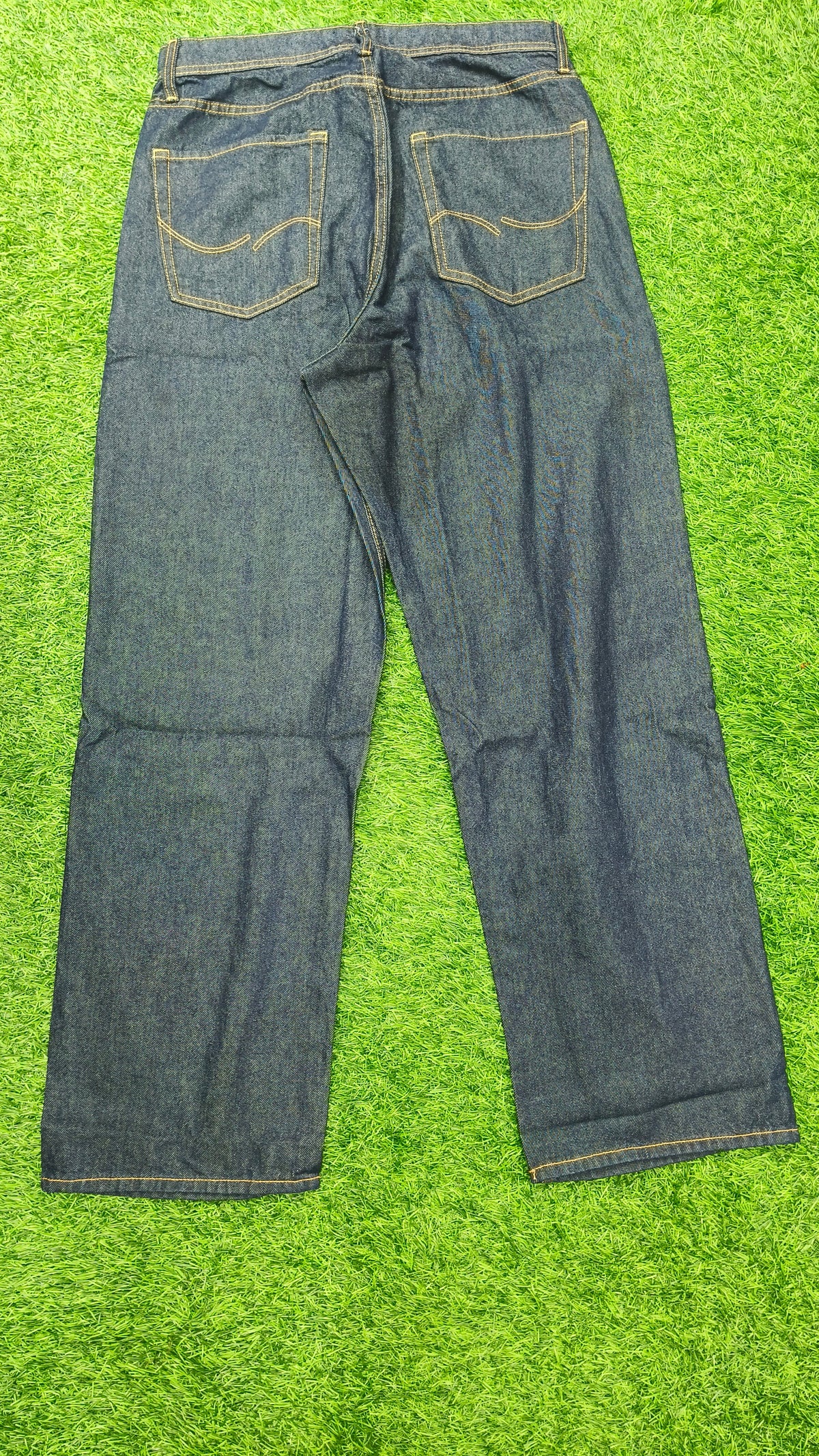 JACK & JONES MEN'S DEEP BLUE LOOSE FIT LOW RISE BAGGY JEANS WITH BUTTON FLY