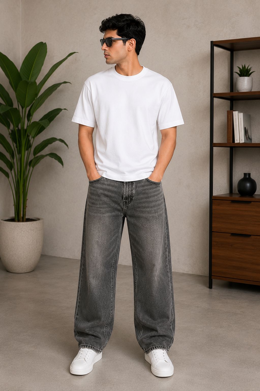 Jack & Jones Men Grey Relaxed Jeans Baggy fit