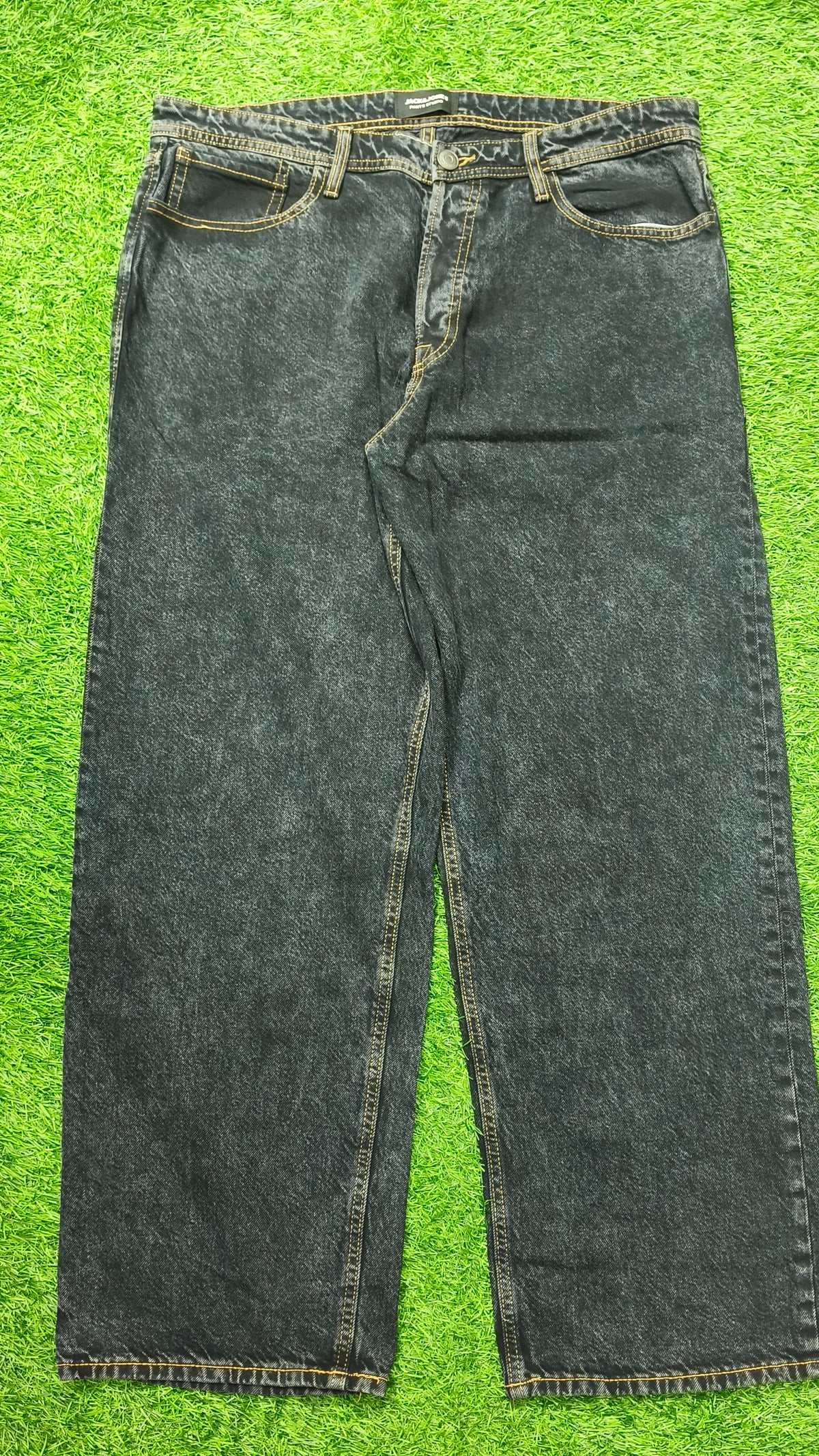 JACK & JONES MEN'S BLACK SHADE DENIM LOOSE FIT JEANS