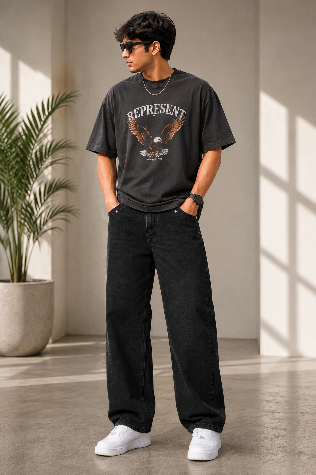 Black Mid-Rise Baggy Fit Jeans-Jack & Jones