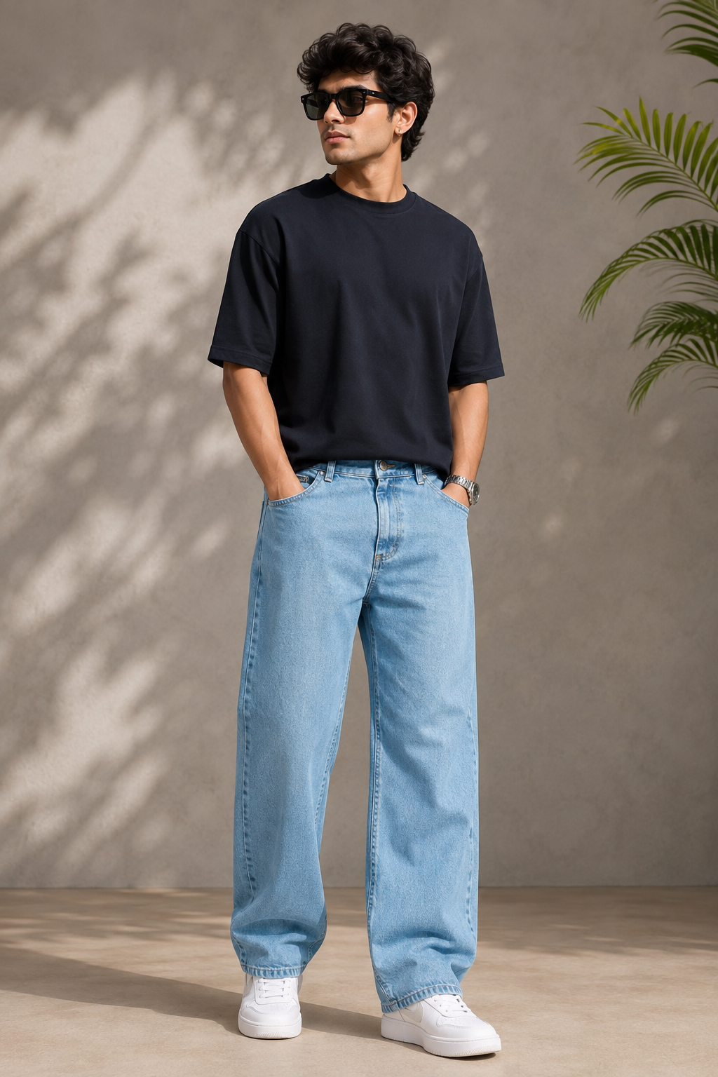 Dark Blue Washed Baggy Fit Jeans Jack & Jones