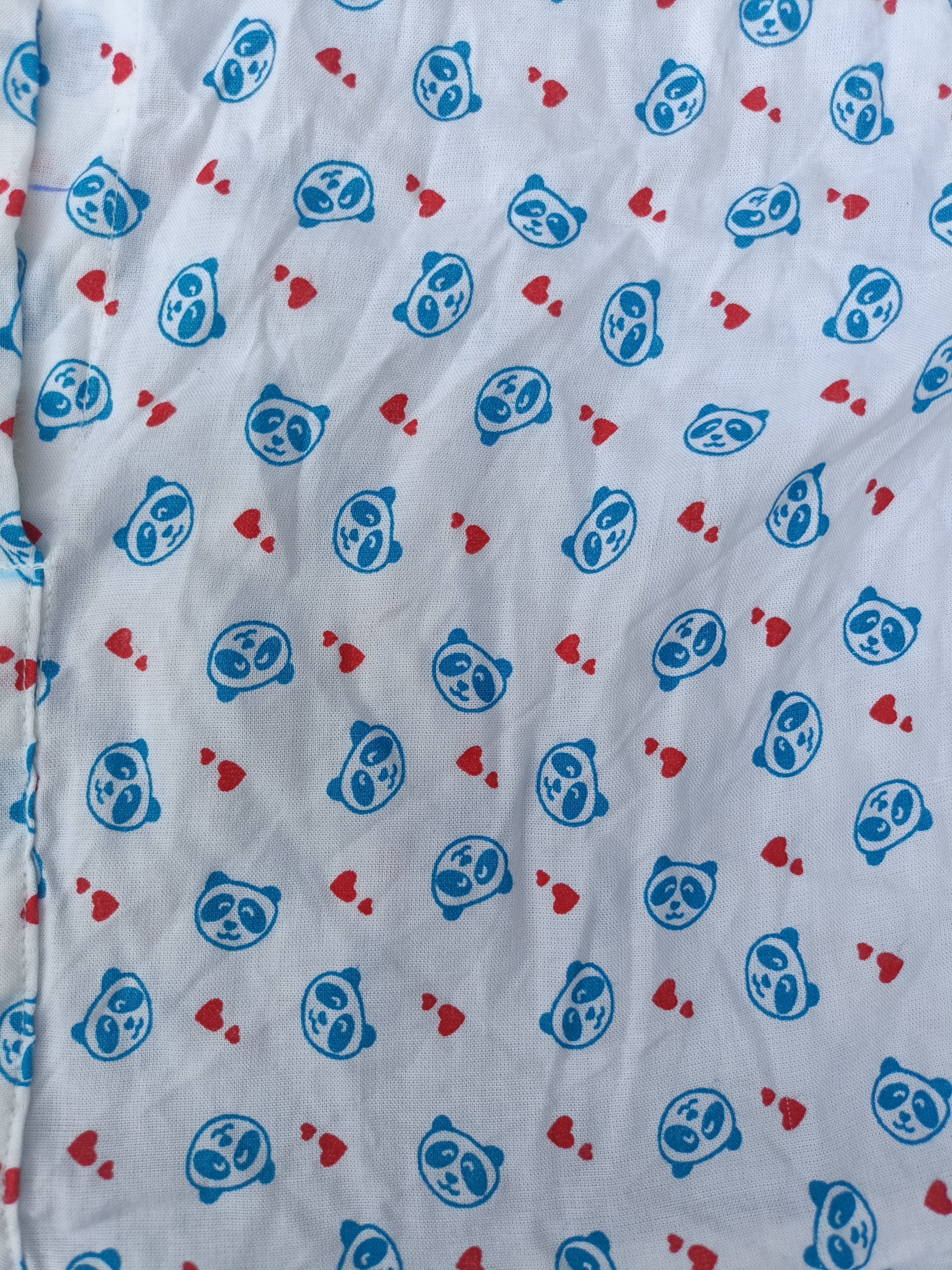 Women's  White with Blue and Red Print Printed Flared Umbrella model kurti with Elbow Sleeves