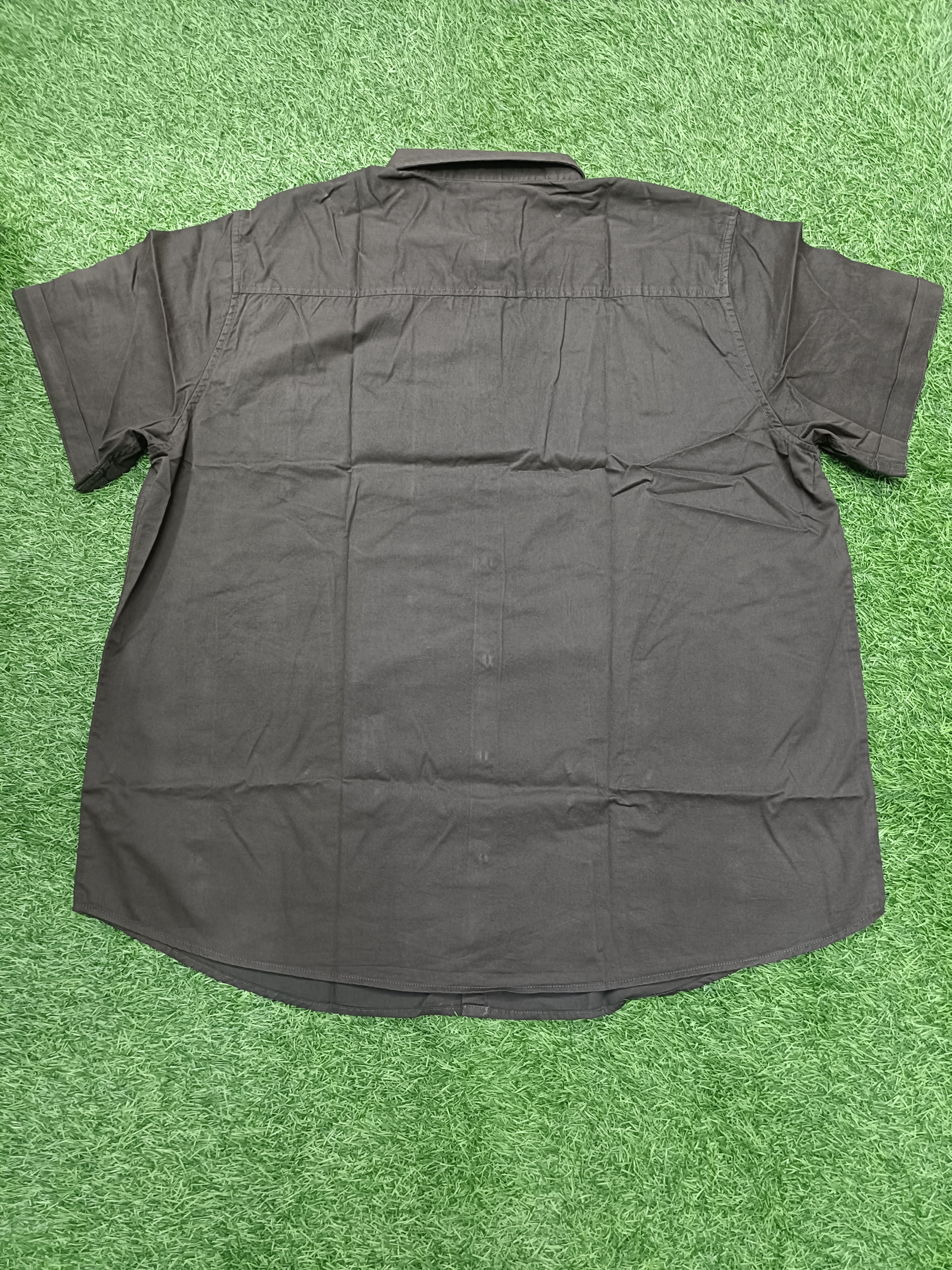 Men's Solid Dark Brown Cotton Half-Sleeve Apple Cut Casual Cotton Shirt