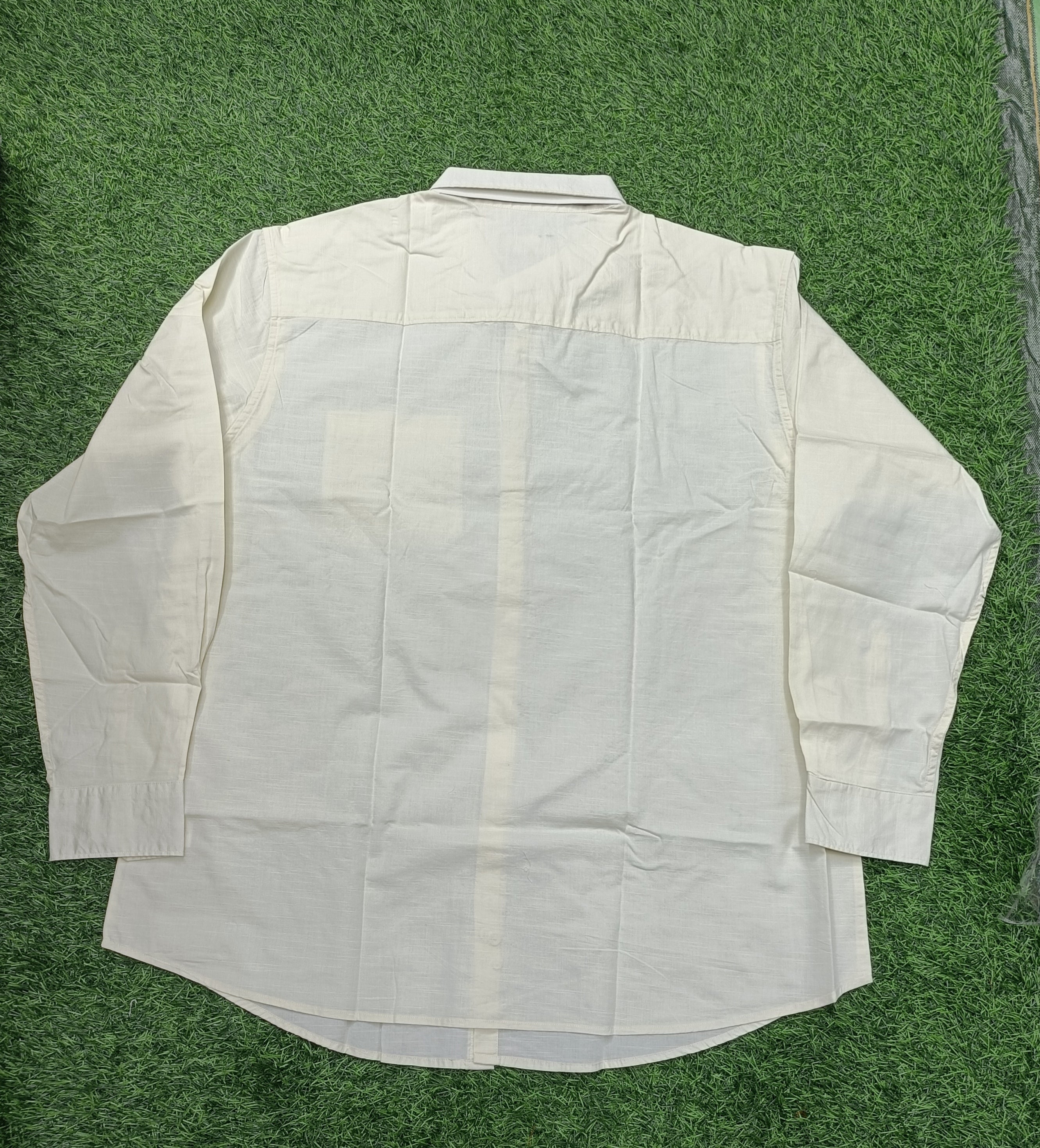 Men's Solid Cream color cotton Full-Sleeve plain Casual Shirt