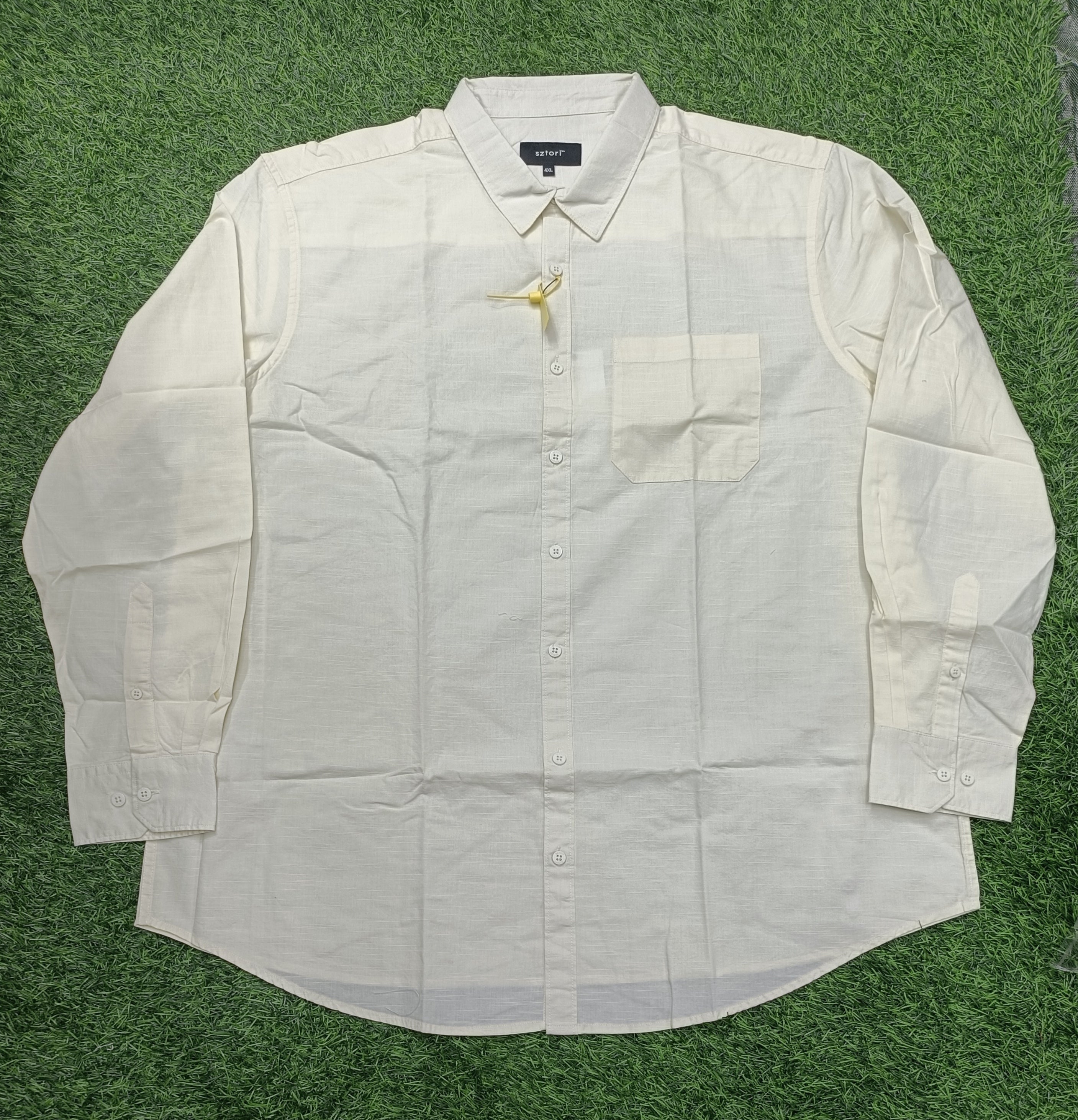 Men's Solid Cream color cotton Full-Sleeve plain Casual Shirt