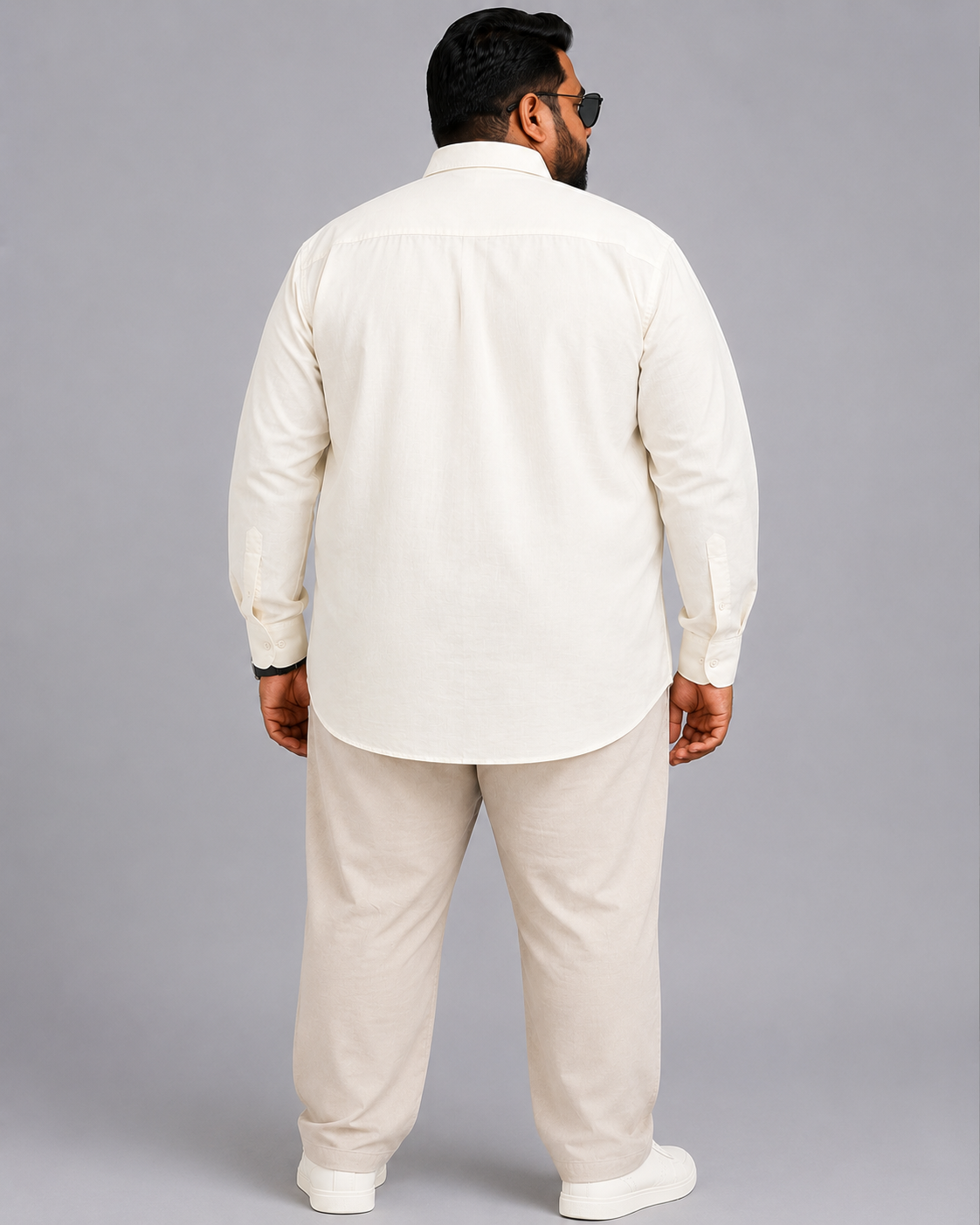 Men's Solid Cream color cotton Full-Sleeve plain Casual Shirt