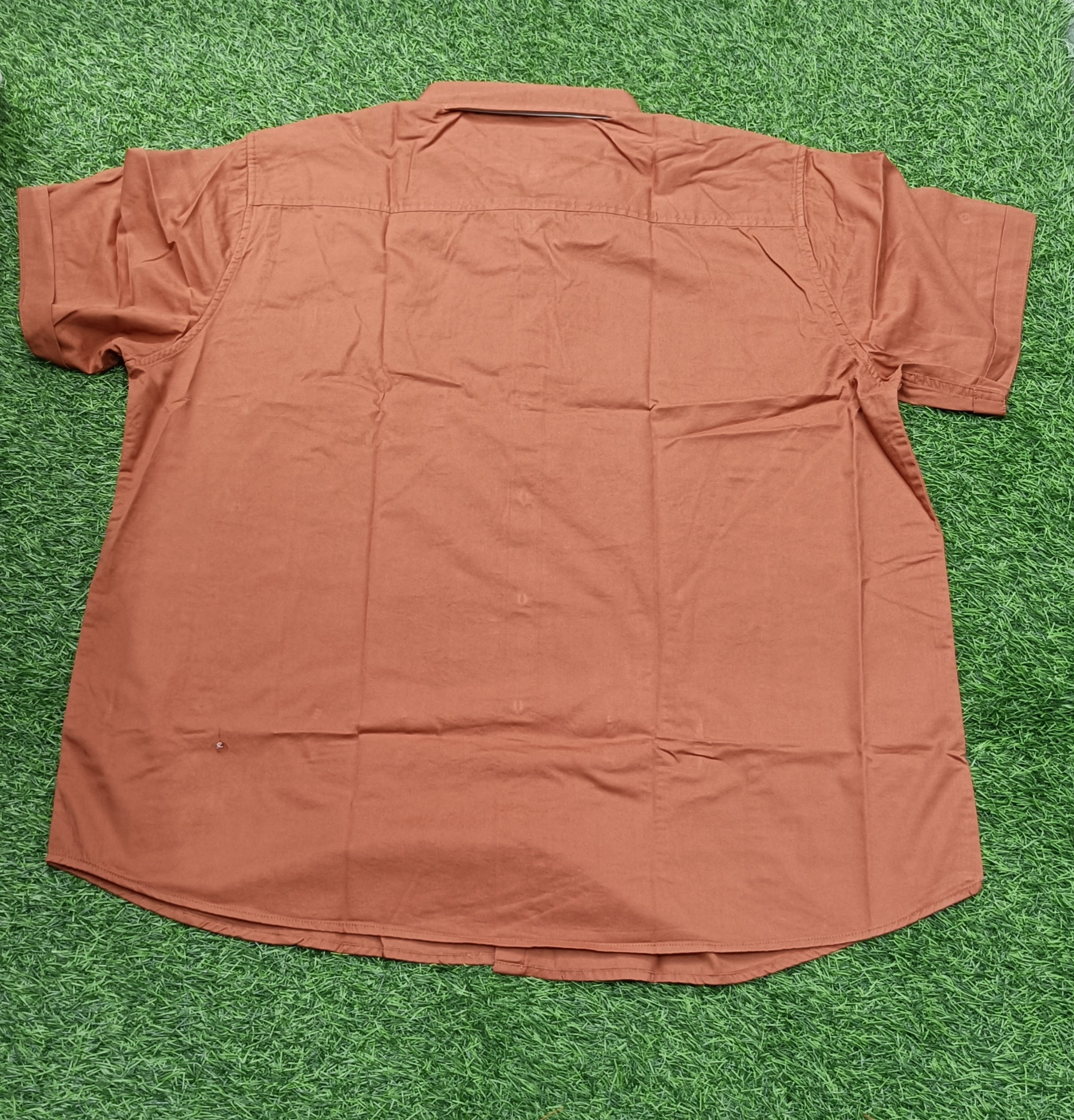 Men's Solid Rust Brown Cotton Half-Sleeve Apple Cut Casual Shirt