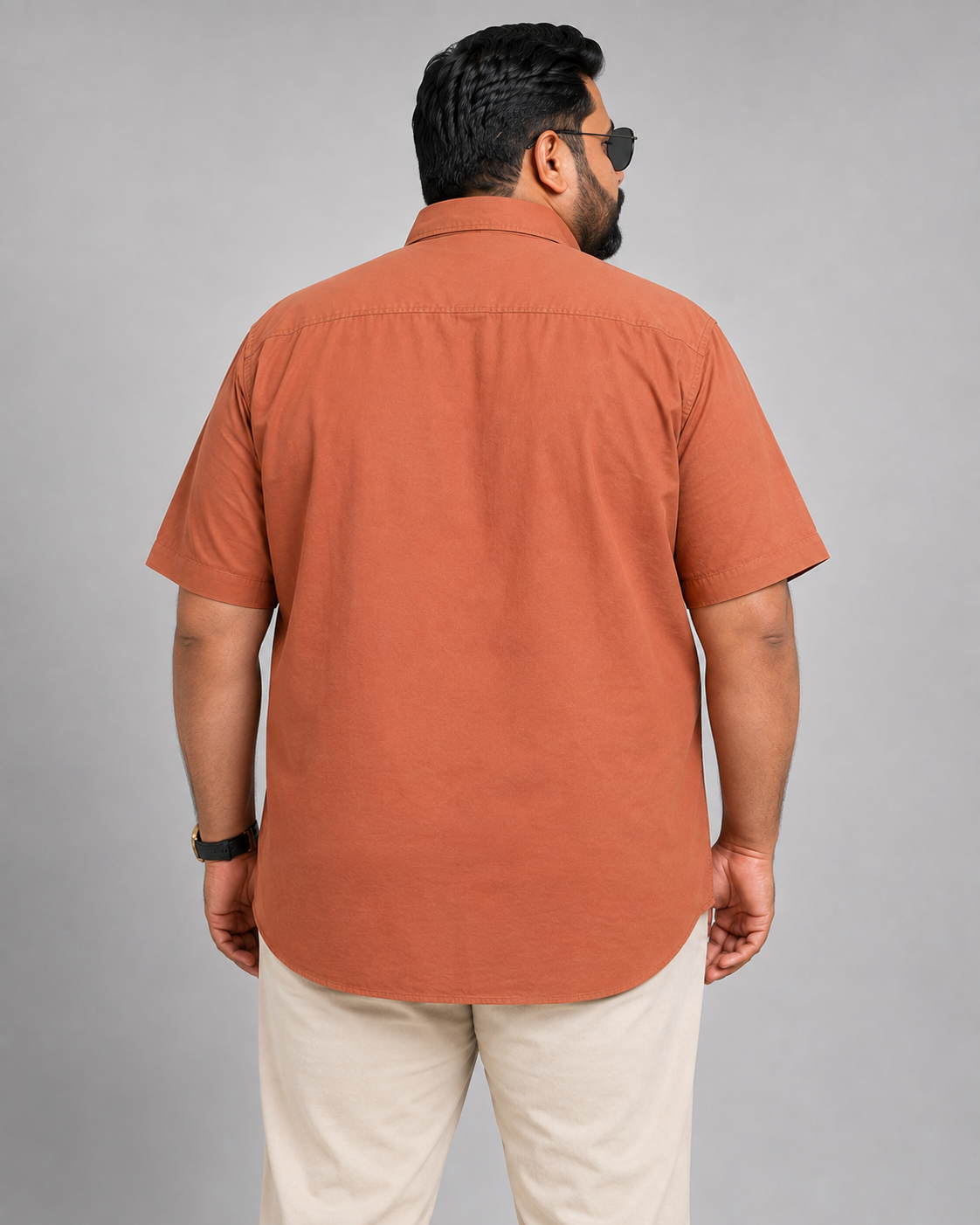 Men's Solid Rust Brown Cotton Half-Sleeve Apple Cut Casual Shirt