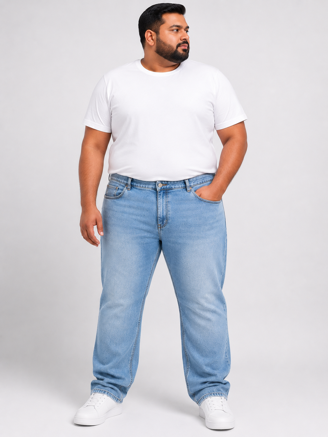 Men’s Light Blue Washed Slim Fit Stretch Denim Jeans