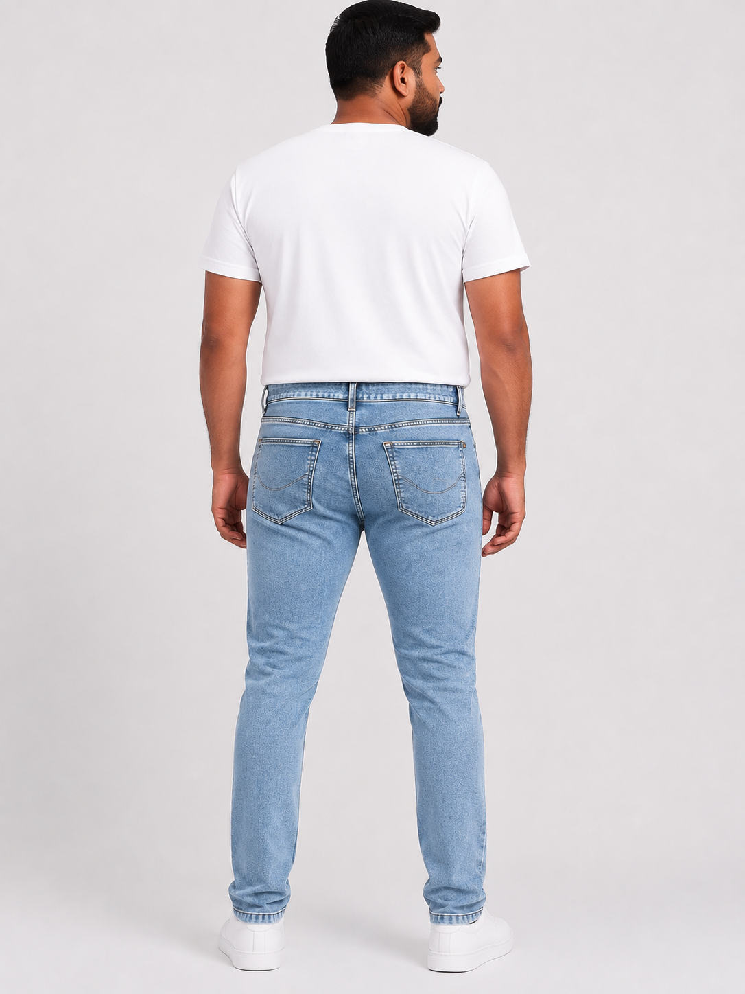 Men’s Light Blue Washed Slim Fit Stretch Denim Jeans