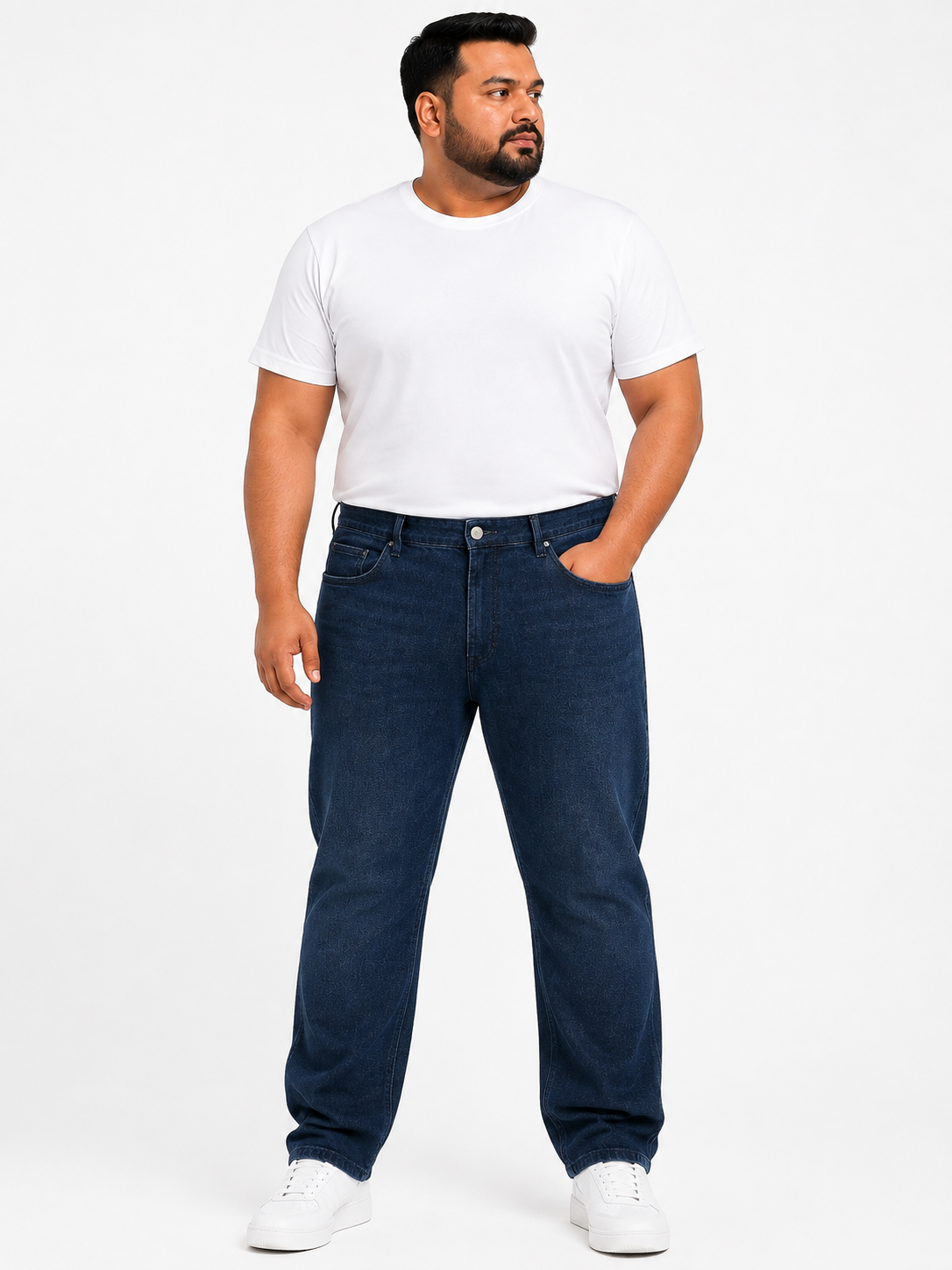 Men’s Dark Blue Washed Slim Fit Stretch Denim Jeans