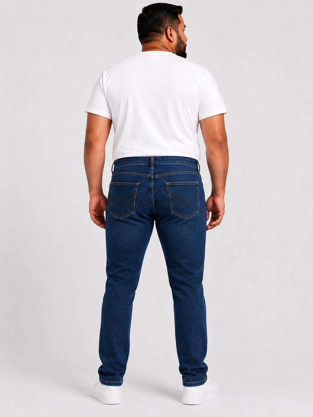 Men’s Dark Blue Washed Slim Fit Stretch Denim Jeans