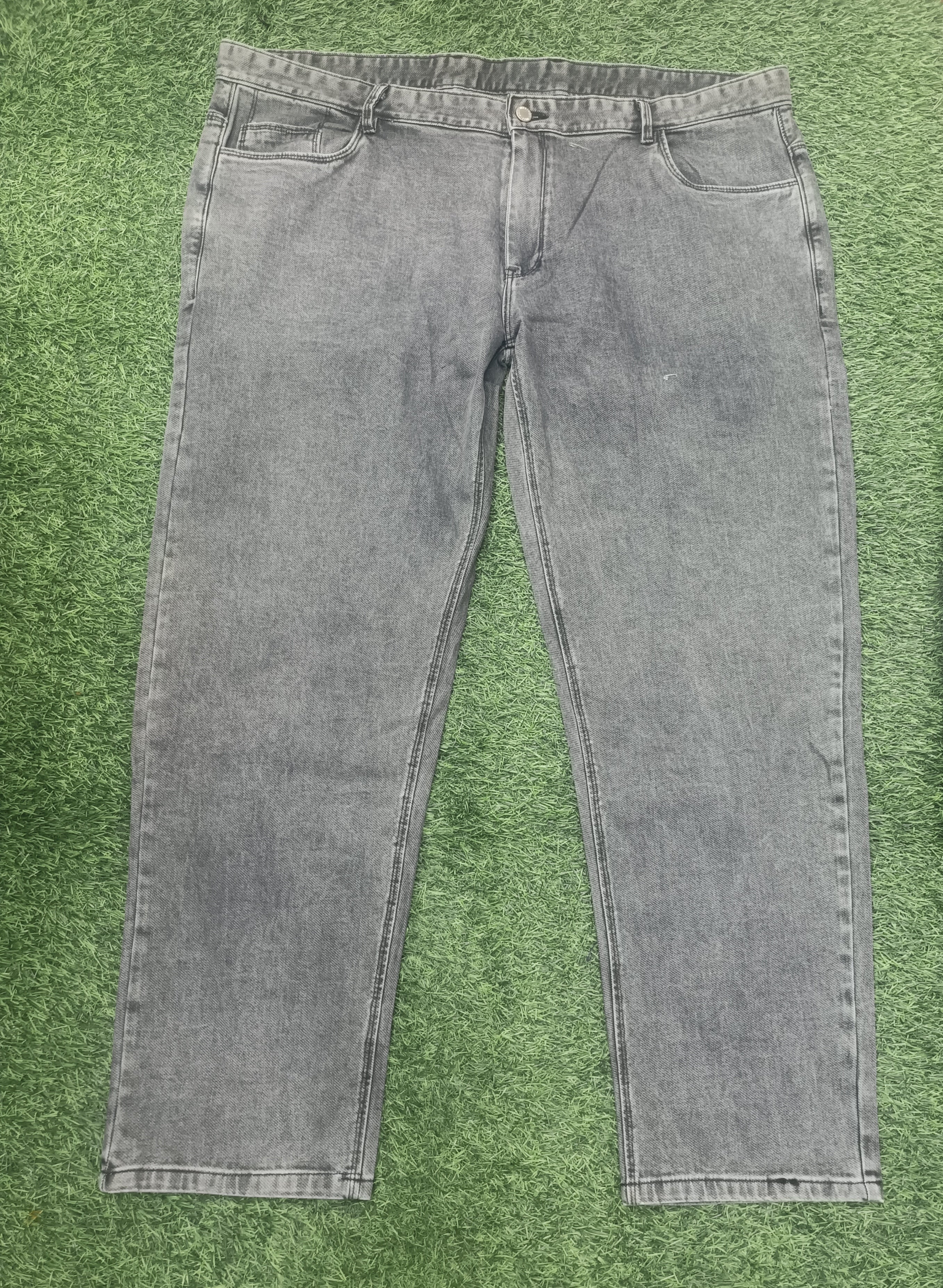 Men’s Charcoal Grey Washed Slim Fit Stretch Denim Jeans