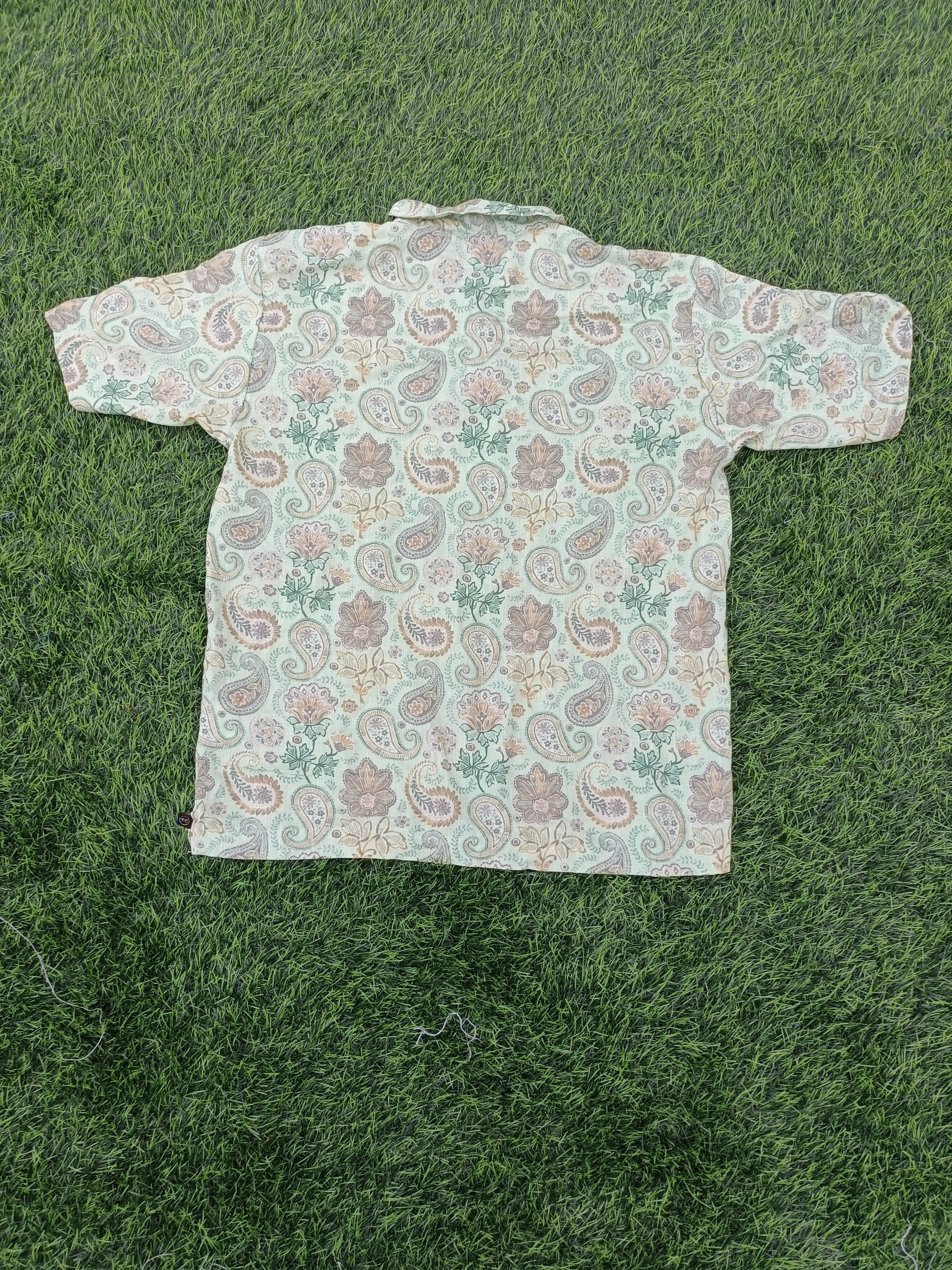 Teen Colours Kids Pista green Paisley and Floral Print Cuban Collar rayon Baggy Shirt