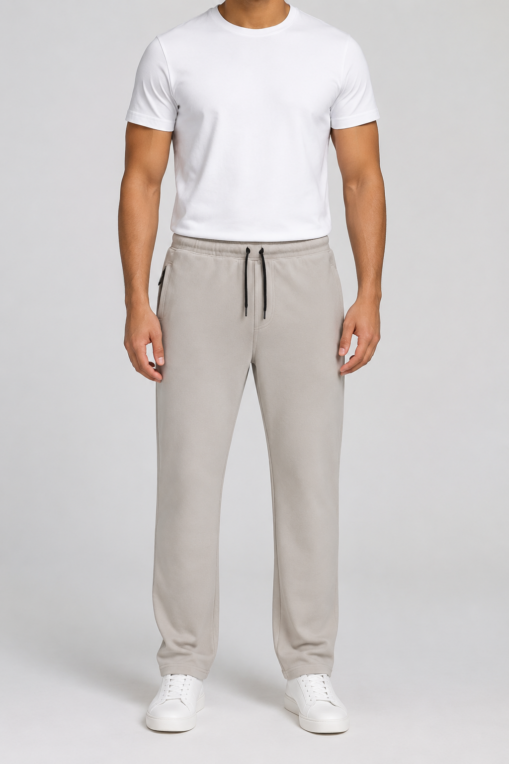 Men's Cream color Hosiery cotton Casual Full-Length Track Pants