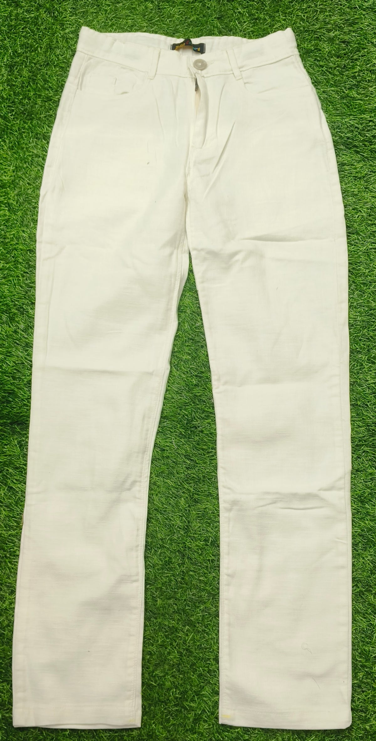 Teen Colours Kids White Cotton Straight Fit Pant with 4 Pockets