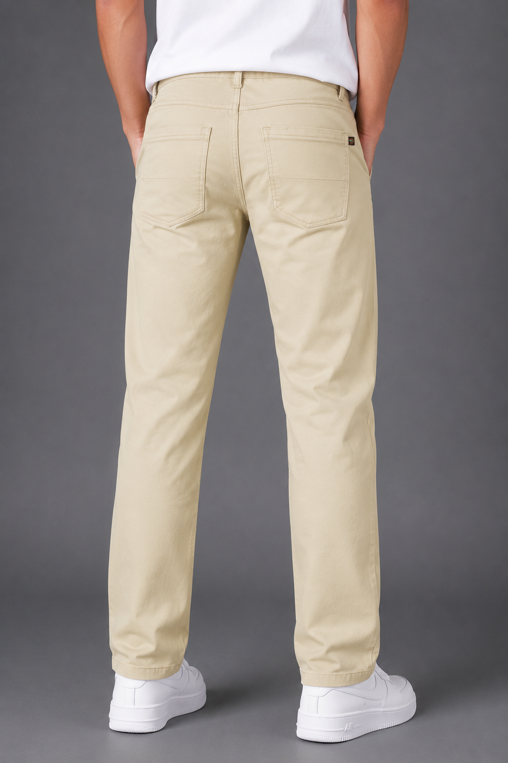 Teen Colours Kids Khaki Green Cotton Elastic Waist Straight Fit Pant with 4 Pockets