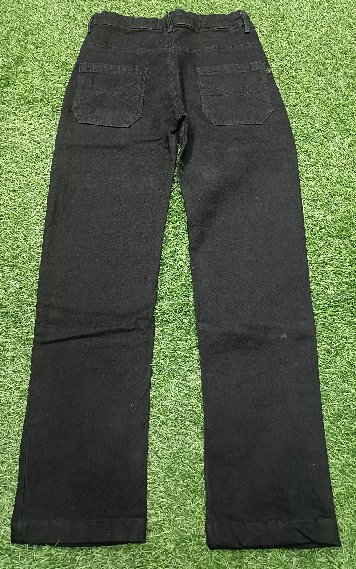 Teen Colours Kids Black Cotton Elastic Waist Straight Fit Pant with Pockets