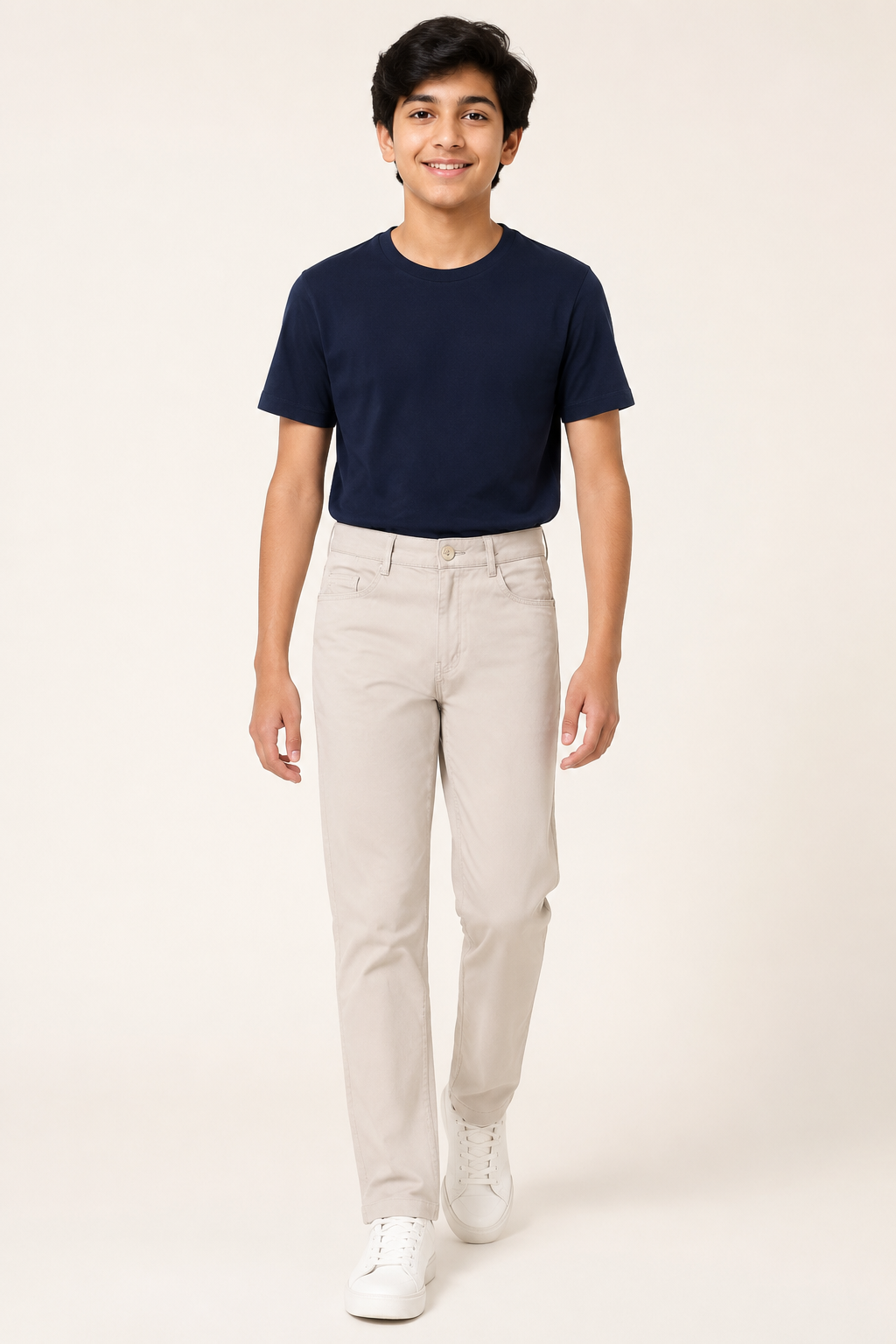 Teen Colours Boys Light Khaki Cotton Pant with 4 Pockets