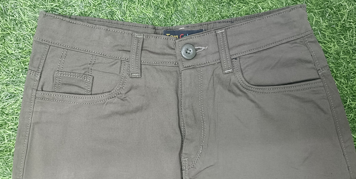 Teen Colours Boy's Dark Green Cotton  Pant with 4 Pockets