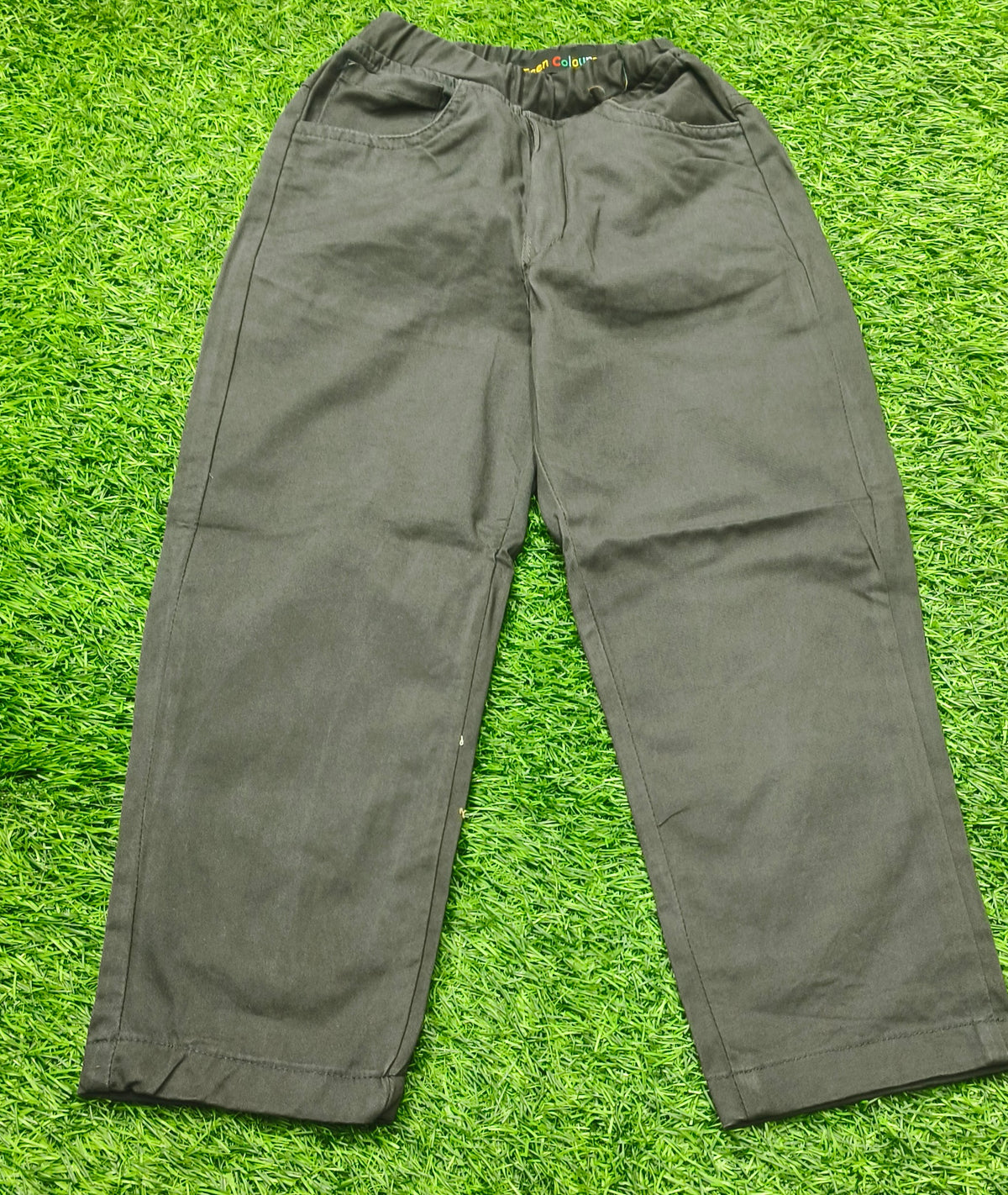 Teen Colours Kids Dark Grey Cotton Straight Fit Pant with 4 Pockets