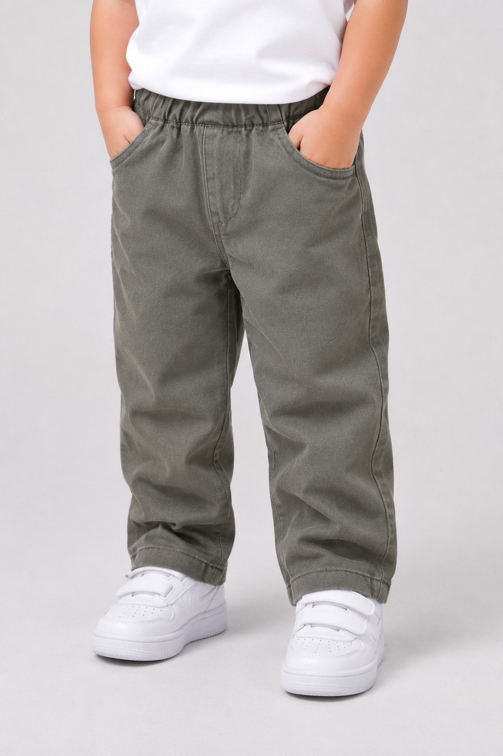 Teen Colours Kids Dark Grey Cotton Straight Fit Pant with 4 Pockets
