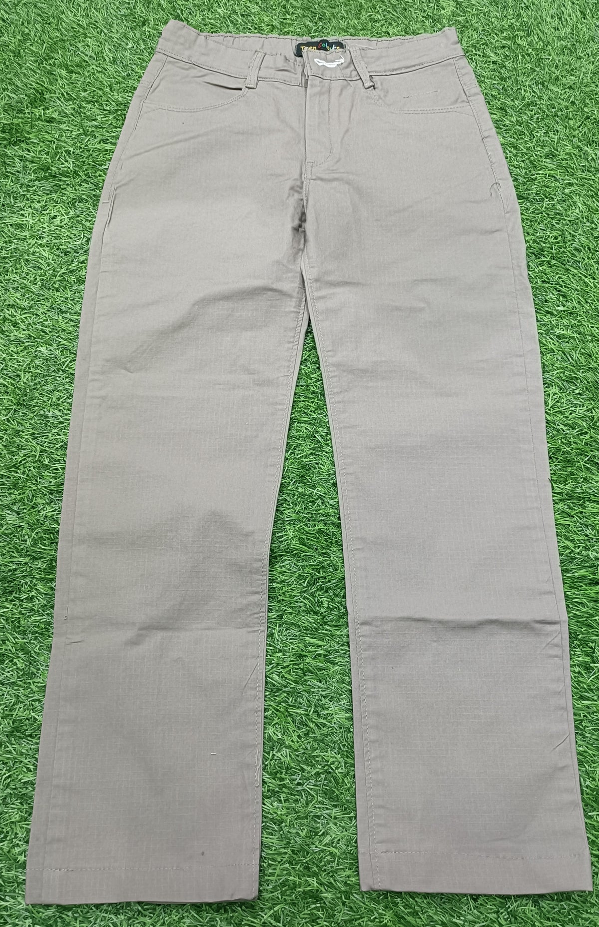 Teen Colours Kids Light Khaki Cotton Straight Fit Pant with 4 Pockets
