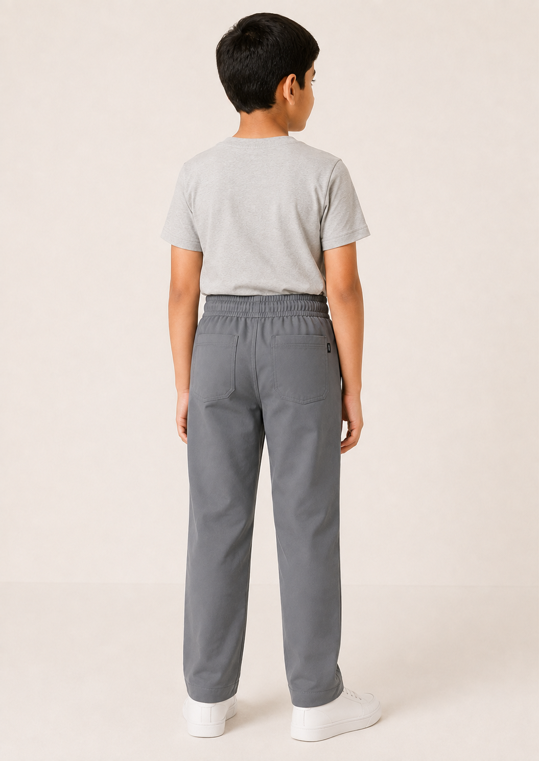 Teen Colours Boy's Mustard Brown Cotton Straight-Fit Elastic Waist Pant with Side Pockets