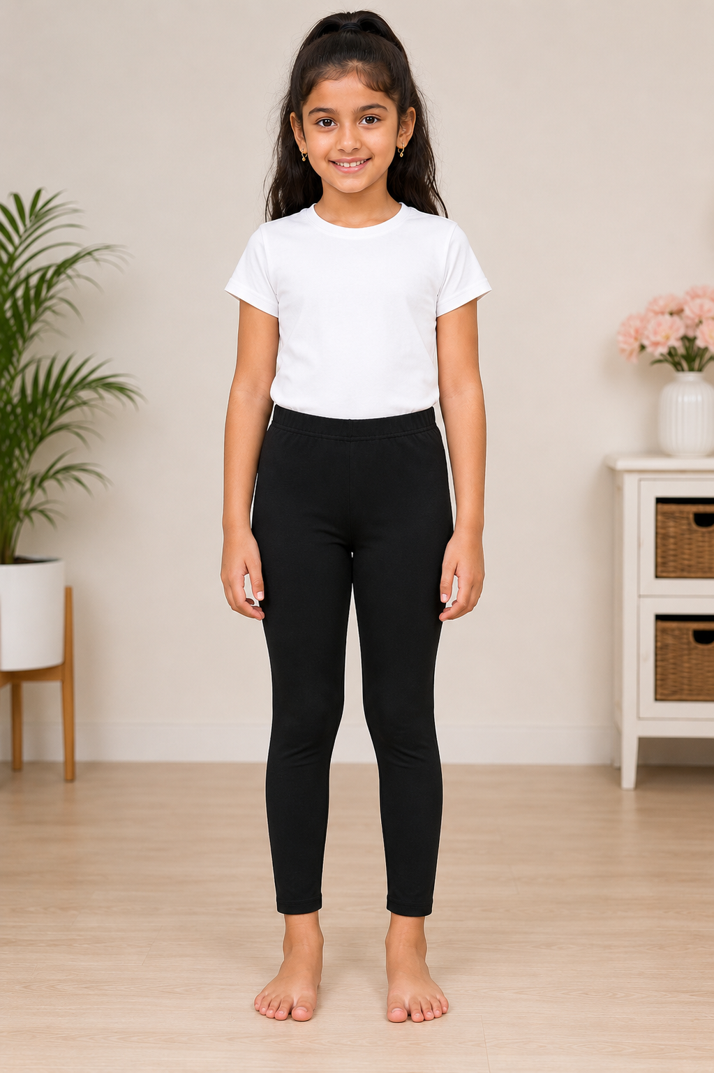Women’s Black color Ankle-Length Elastic Waist Leggings