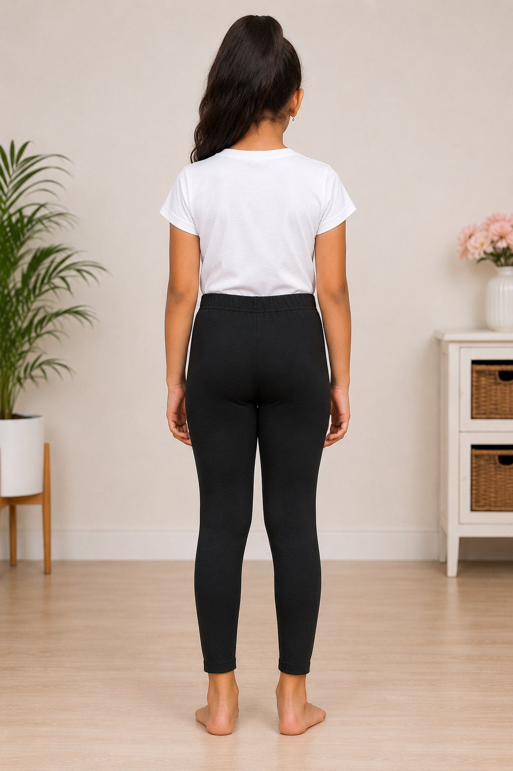 Women’s Black color Ankle-Length Elastic Waist Leggings