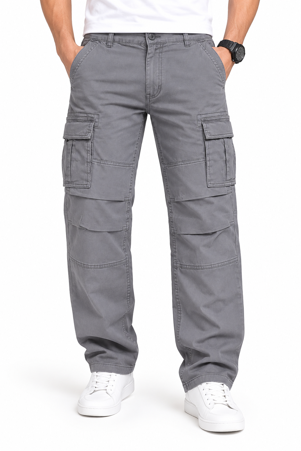Men’s Charcoal Grey 6-Pocket Cargo Pant