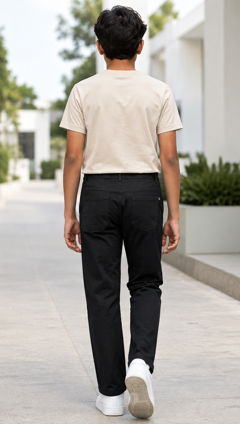 Teencolours Kid's Black Color cotton pant  with Contrast Stitching & Front and back Pockets