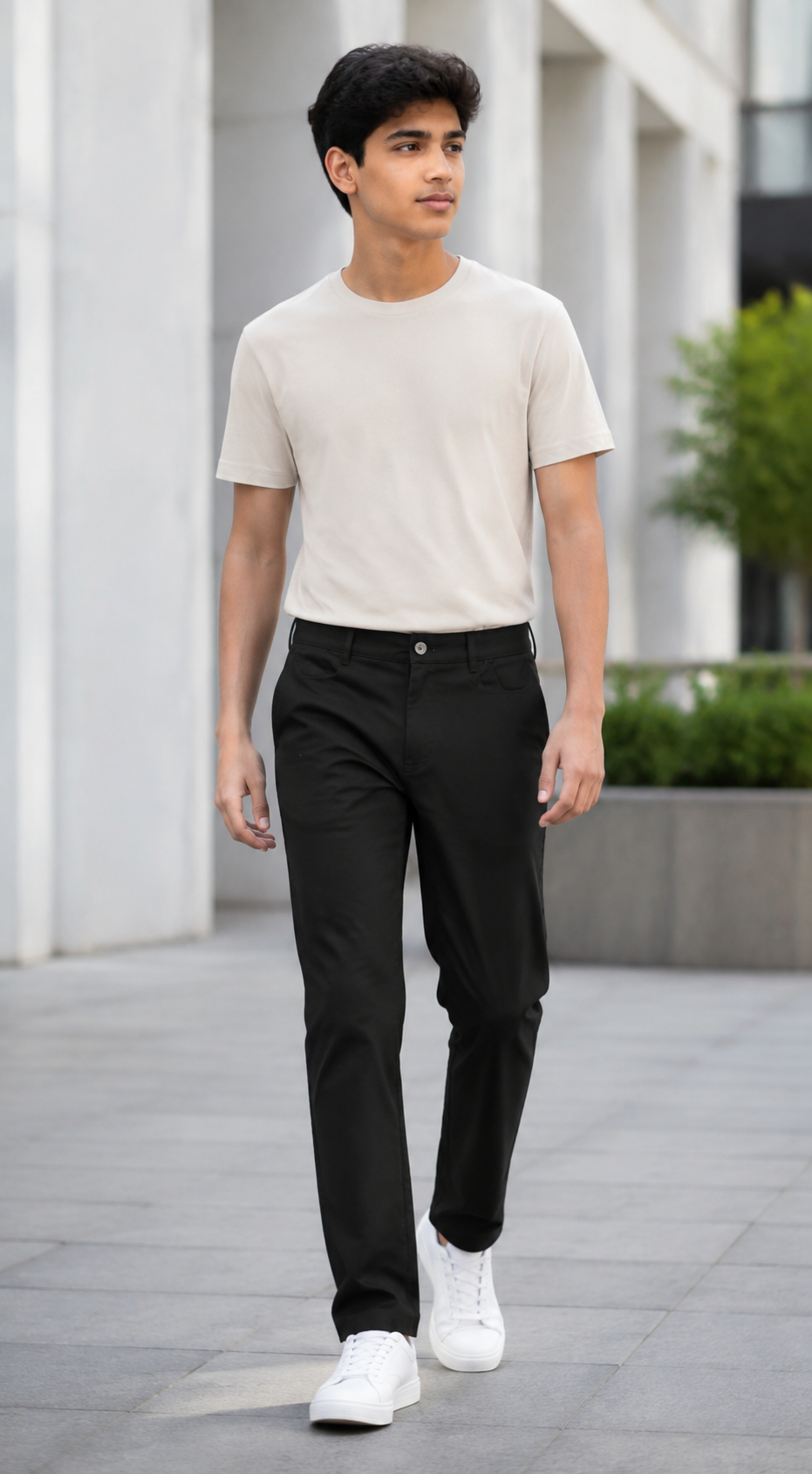 Teencolours Kid's Black Color cotton pant  with Contrast Stitching & Front and back Pockets