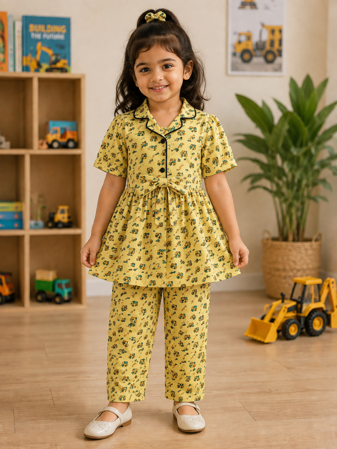 Little Builder Construction Print Peplum Co-Ord Set