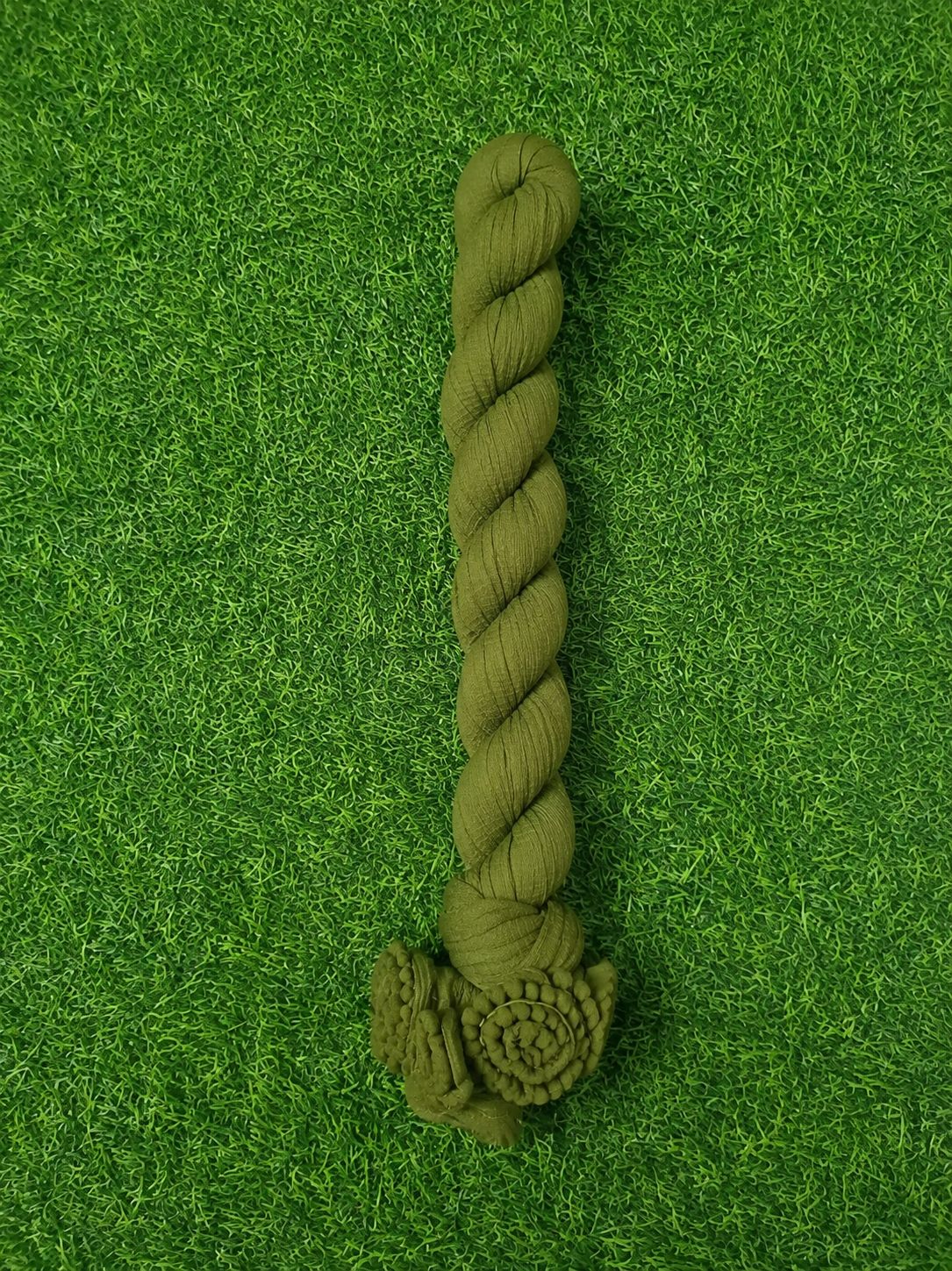 Elegant dark olive green Silk Chunni with Border Accents