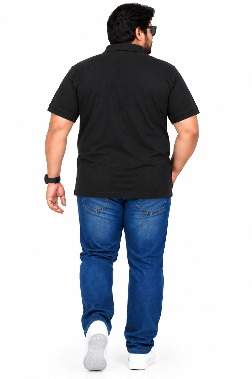 Men's Black Graphic Print Polo T-Shirt
