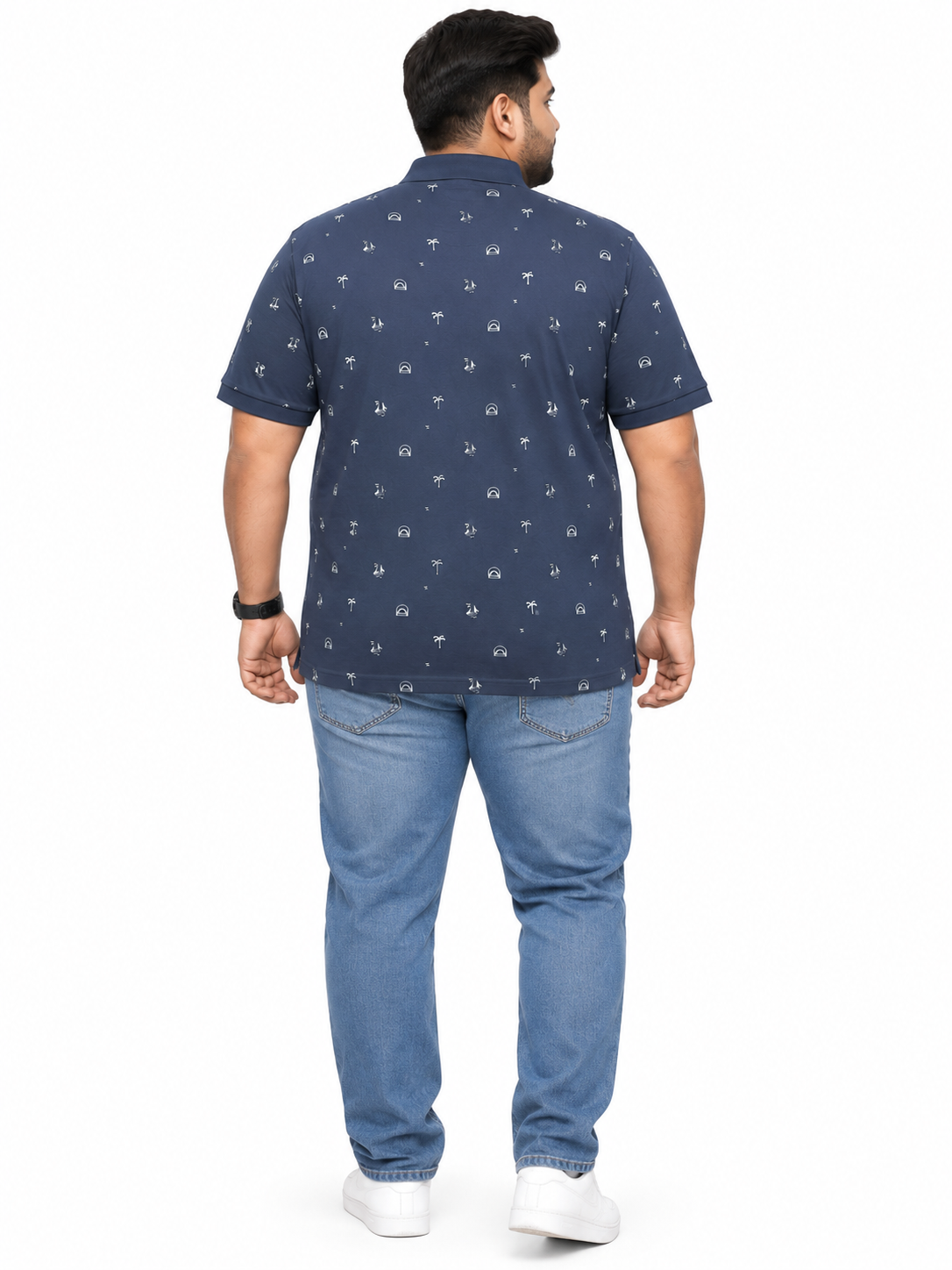 Men’s Navyblue Printed Polo T-Shirt