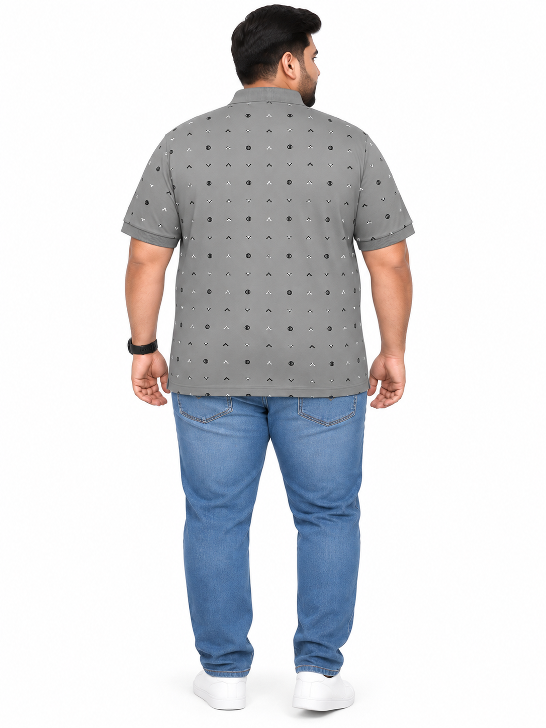 Men’s Sage Green Printed Polo T-Shirt