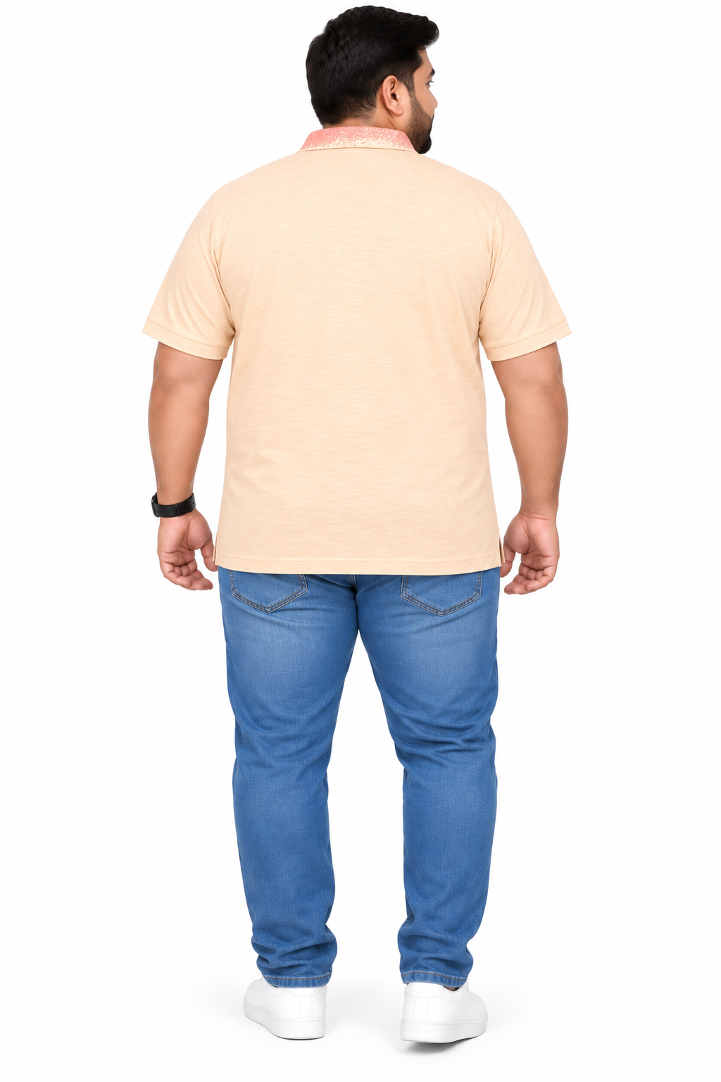 Men’s Peach Solid Polo T-Shirt
