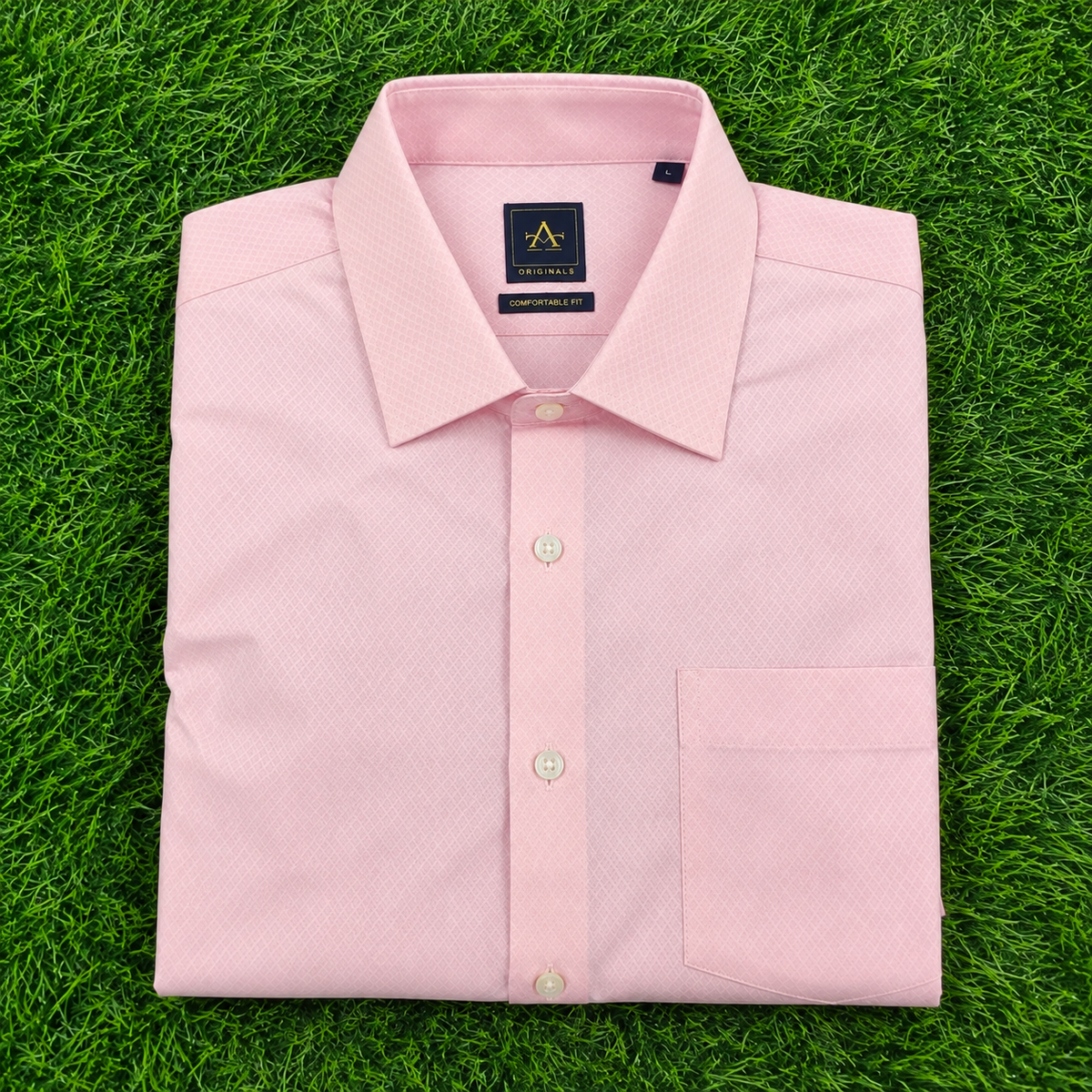 Men’s Light Pink Textured Full Sleeve Shirt